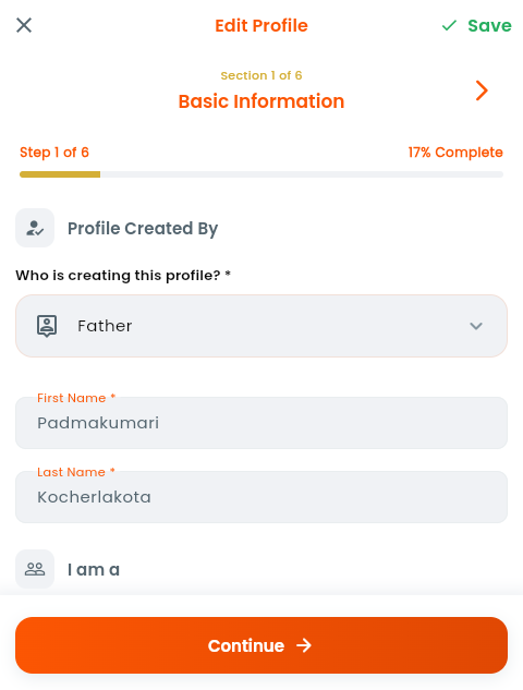 Edit profile wizard